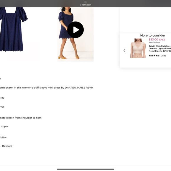 Women's DRAPER JAMES RSVP™ Puff-Sleeve Mini Dress NWT XL - Picture 2 of 5